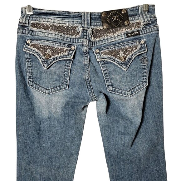 Miss Me Womens Y2K Easy Boot Distressed Low Rise Leopard Print Jeans Size 29 - Picture 5 of 11